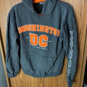 DC Direct Hoodie Kids Medium Charcoal Gray Washington‎ DC Embroidered Pullover